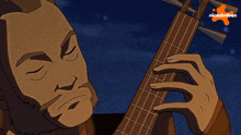 a cartoon of a man playing a guitar with nickelodeon written on the bottom