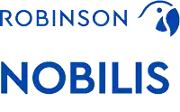 a logo for robinson nobilis with a blue bird on top