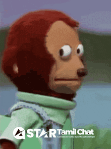 a picture of a monkey with the words star tamil chat on it