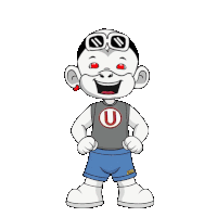 a cartoon character with a u on his shirt and shorts