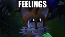 a picture of a cartoon character with the words feelings above it
