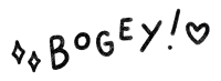 a black and white drawing of the word bogey with a heart