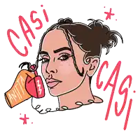 a drawing of a woman holding a can that says anita on it