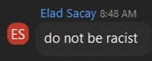 a text message from elad sacay at 8:48 am