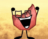 a cartoon character wearing glasses and a broken piece of meat