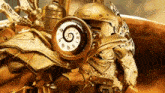 a close up of a clock on a statue with roman numerals on it .