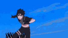 a cartoon character is flying through the air with a bird behind him