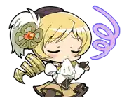 a cartoon of a girl with a flower in her hair and a swirl around her head .