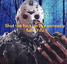 a picture of a jason voorhees giving the middle finger
