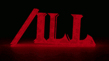 a red sign that says all on it in a dark room