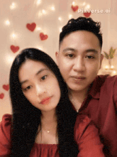 a man and a woman are posing for a picture with pixverse.ai on the bottom