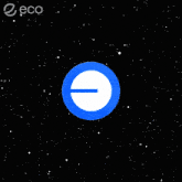 a blue circle with a white e in it
