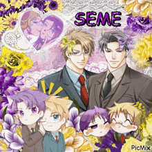 a collage of anime characters with the name seme on the bottom