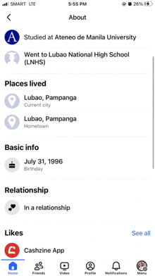 a screenshot of a person 's about page on their phone