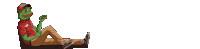a cartoon of a frog smoking a cigarette and eating a hamburger