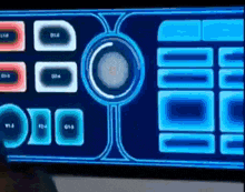 a close up of a computer screen with a few buttons and a circle in the middle