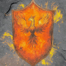 a drawing of a phoenix on a shield