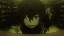 a cartoon character is sitting at a desk with a piece of paper in front of his face