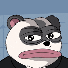 a cartoon drawing of a panda bear with a pink tongue