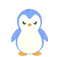 a pink penguin with flames on its head looks angry