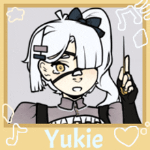 a drawing of a girl with the name yukie