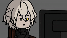 a cartoon of a person sitting in front of a computer monitor