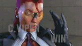 a man with red hair is wearing a suit and tie with the words c. viper win written on it
