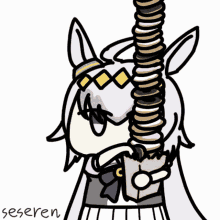 a drawing of a horse holding a bunch of rings with the word seseren below it