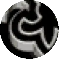 a black and white circle with a swirl in the middle of it .