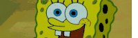 a close up of a spongebob squarepants cartoon character with blue eyes