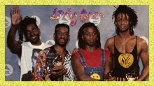 a group of men are posing for a picture with the words living colors written on the bottom