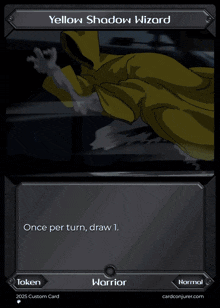 a card that says yellow shadow wizard on the front
