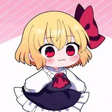 a little girl with blonde hair and red eyes