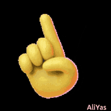 a yellow hand with a pink border and the name aliyas on the bottom