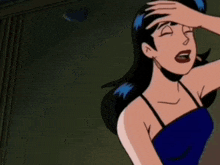 a cartoon of a woman scratching her forehead with the words v103 above her