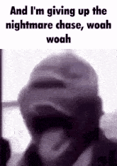 a man in a baseball cap is giving up the nightmare chase woah woah