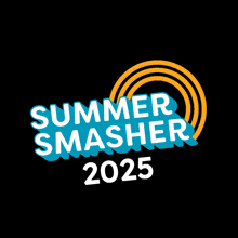 a logo for summer smasher 2025 with a rainbow in the middle
