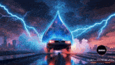 an ad for delorean labs shows a car driving down a road