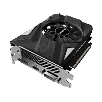 a black gigabyte graphics card with a fan on it