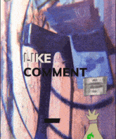 a cartoon drawing of a bag of money with the words " like comment " below it