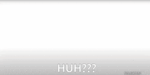 a girl with gray hair and blue eyes says huh on a white background