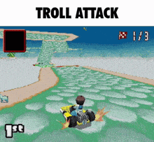 a screenshot of a video game with the words troll attack above it