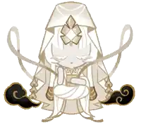 a cartoon character in a white robe with a diamond on her head .