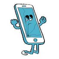 a cartoon drawing of a cell phone with a broken screen .