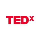 a red and white logo for ted x on a white background