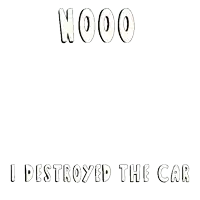 a cartoon of a race car with the words nooo i destroyed the car