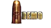a close up of a bullet with the word demo written on it
