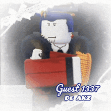 a cartoon character with the name guest 1337 de akz on the bottom