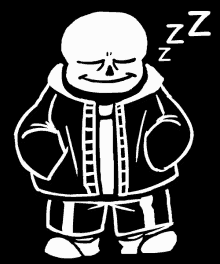 a black and white drawing of a skeleton sleeping with his eyes closed .