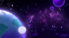 a cartoon illustration of a planet in space